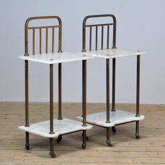 Set of Marble and Brass Nightstands, 1920s