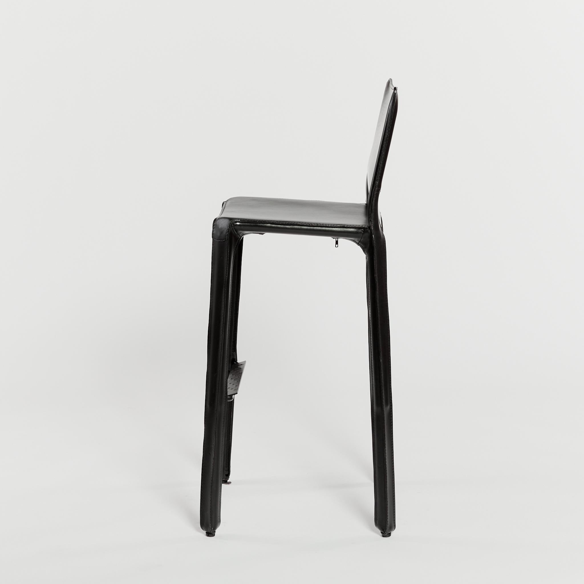 Contemporary Set of Mario Bellini CAB Stools for Cassina in Black Leather