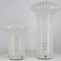 Satz Mario Ticco Glas-Tischlampen 'Boletus' von Venini, Italien 1970