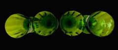 Set of Mary Gregory Hand Painted Emerald Green Glass Goblets