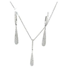 Ensemble de boucles d'oreilles assorties en or blanc 18 carats, diamants et pendentifs de 1,50 carat