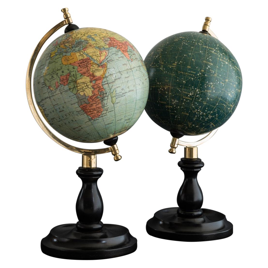 Set of Matching Terrestrial and Celestial Globes, circa 1935