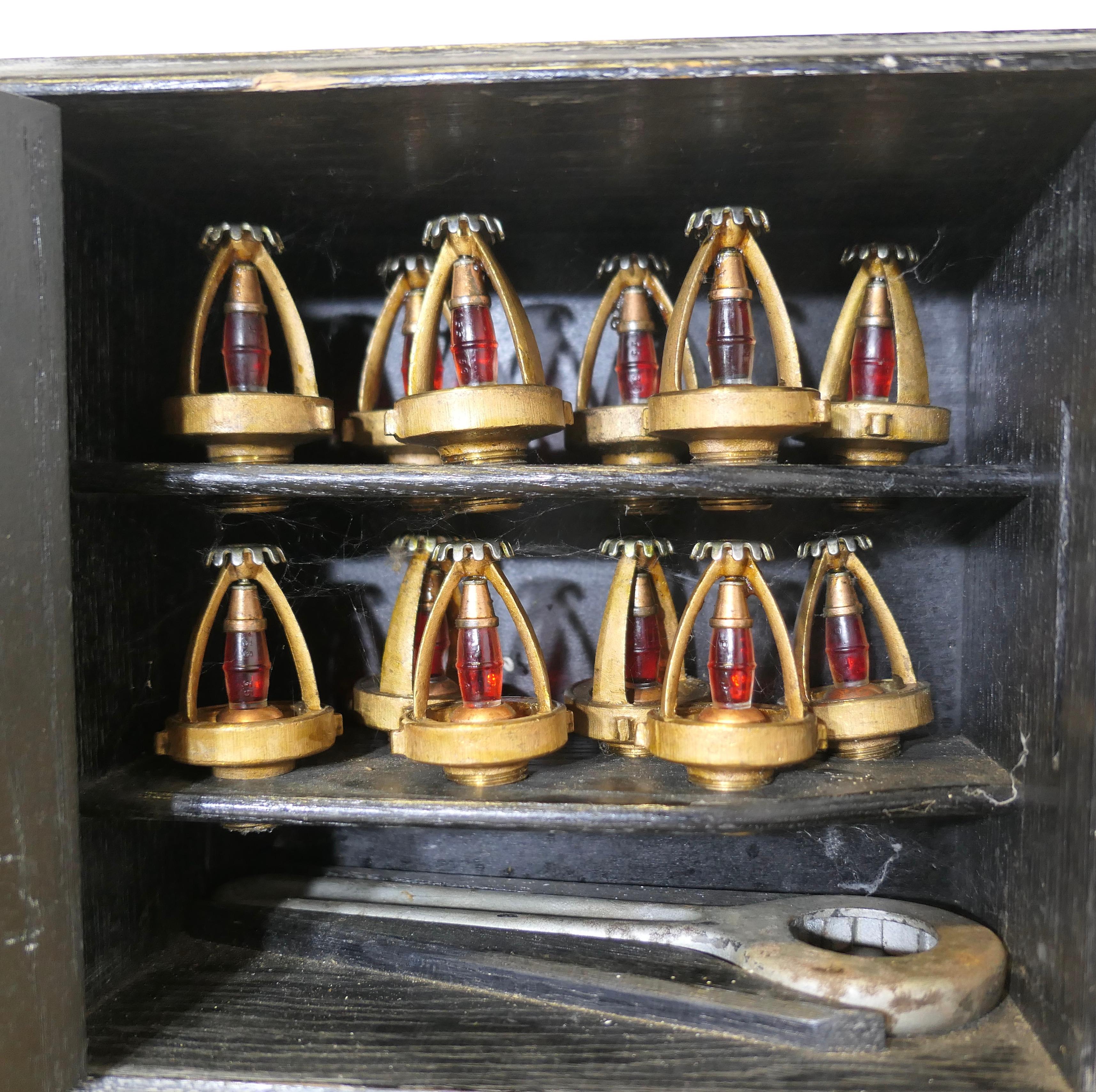 Pine Set of Mather and Platt Sprinkler Heads in Case  A rare find For Sale