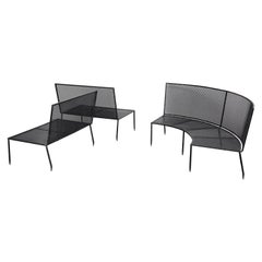 Used Set of Mathieu Mategot Mid-Century Modern Black Lacquered Sofa, circa 1950