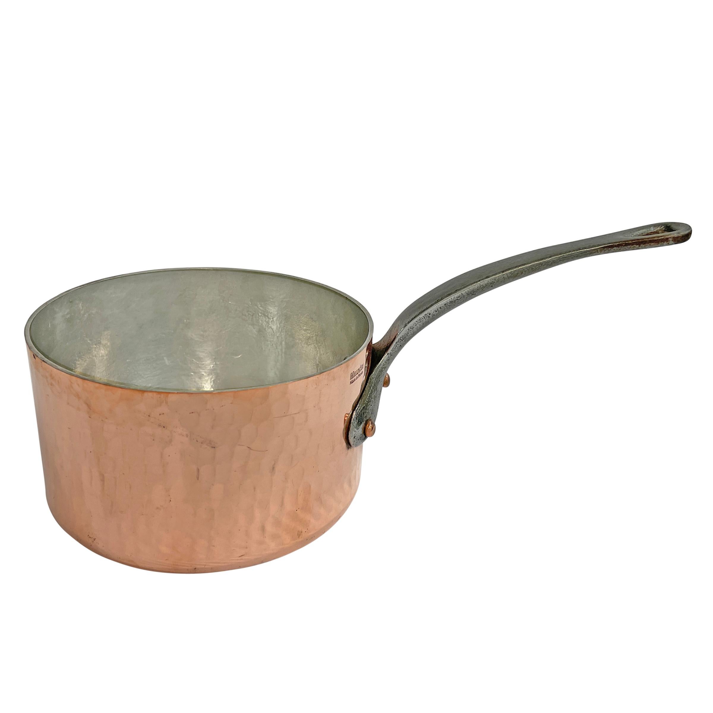 Contemporary Set of French Mauviel Hammered Copper Saucepans