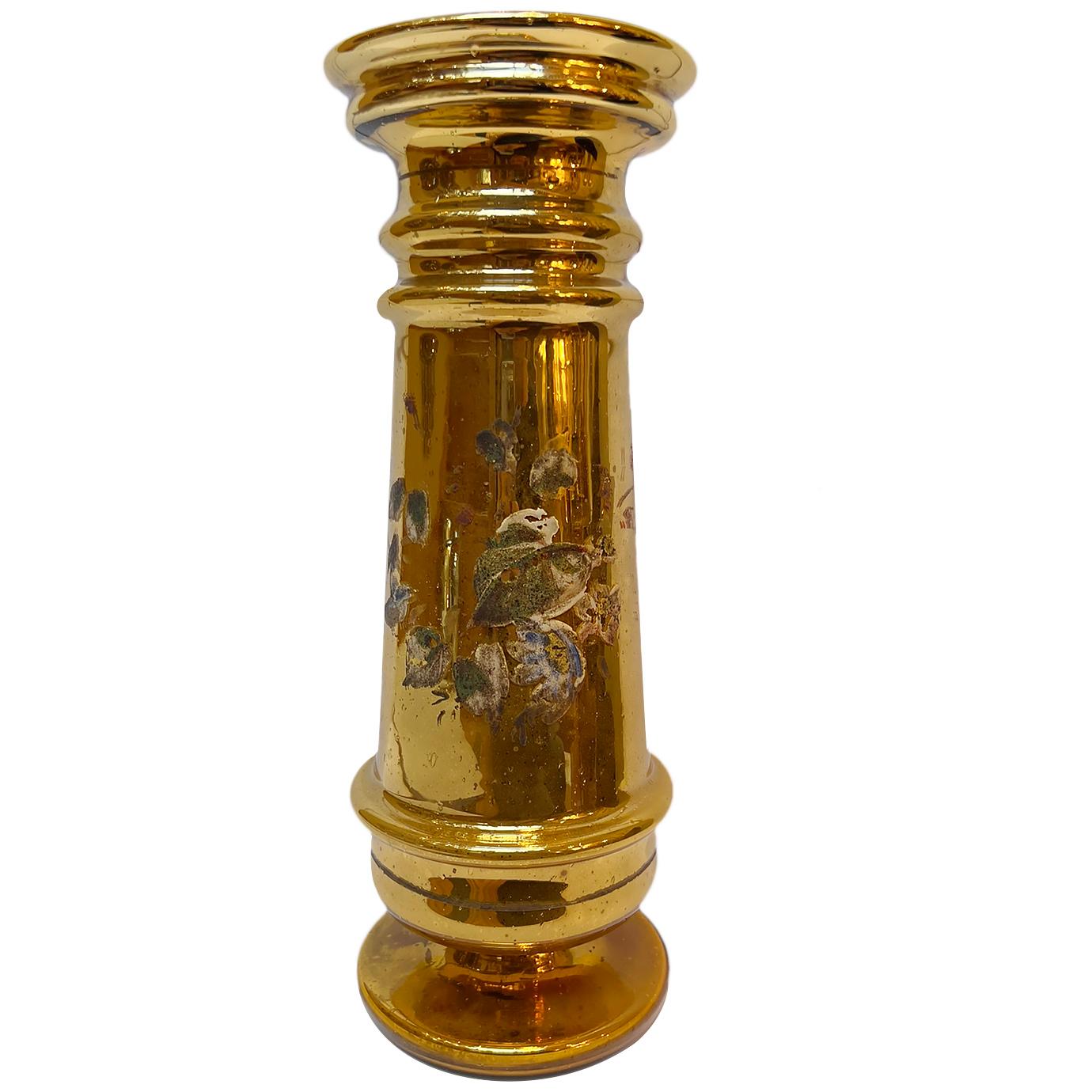 Set di oggetti in vetro di mercurio francese del 1920 circa. Venduto come set.

Vaso d'oro
Altezza: 13