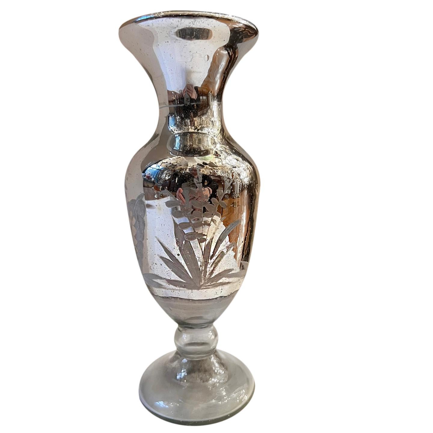 French Set of Mercury Glass Vases For Sale