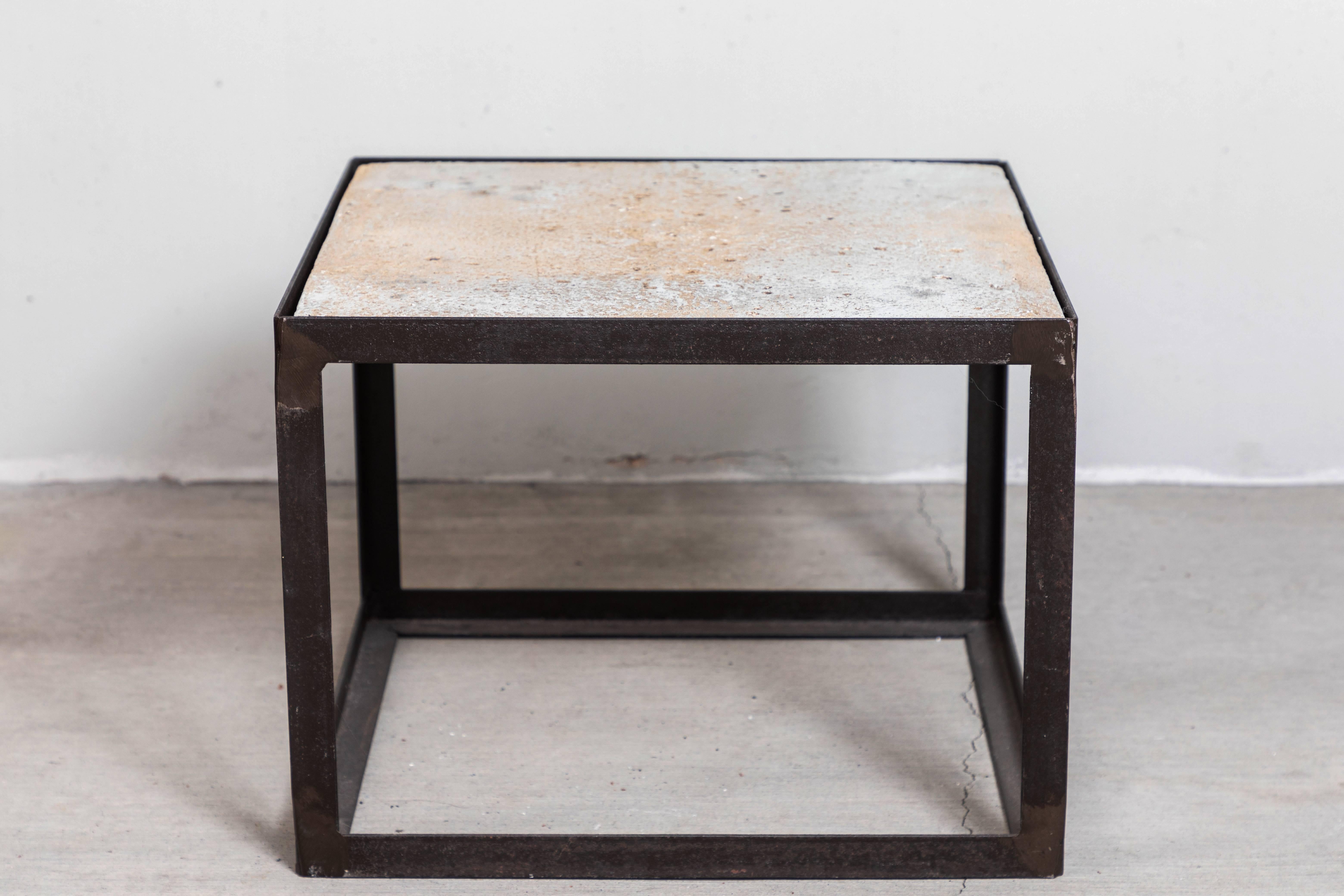 Set of Metal and Travertine Tables In Good Condition In Pasadena, CA
