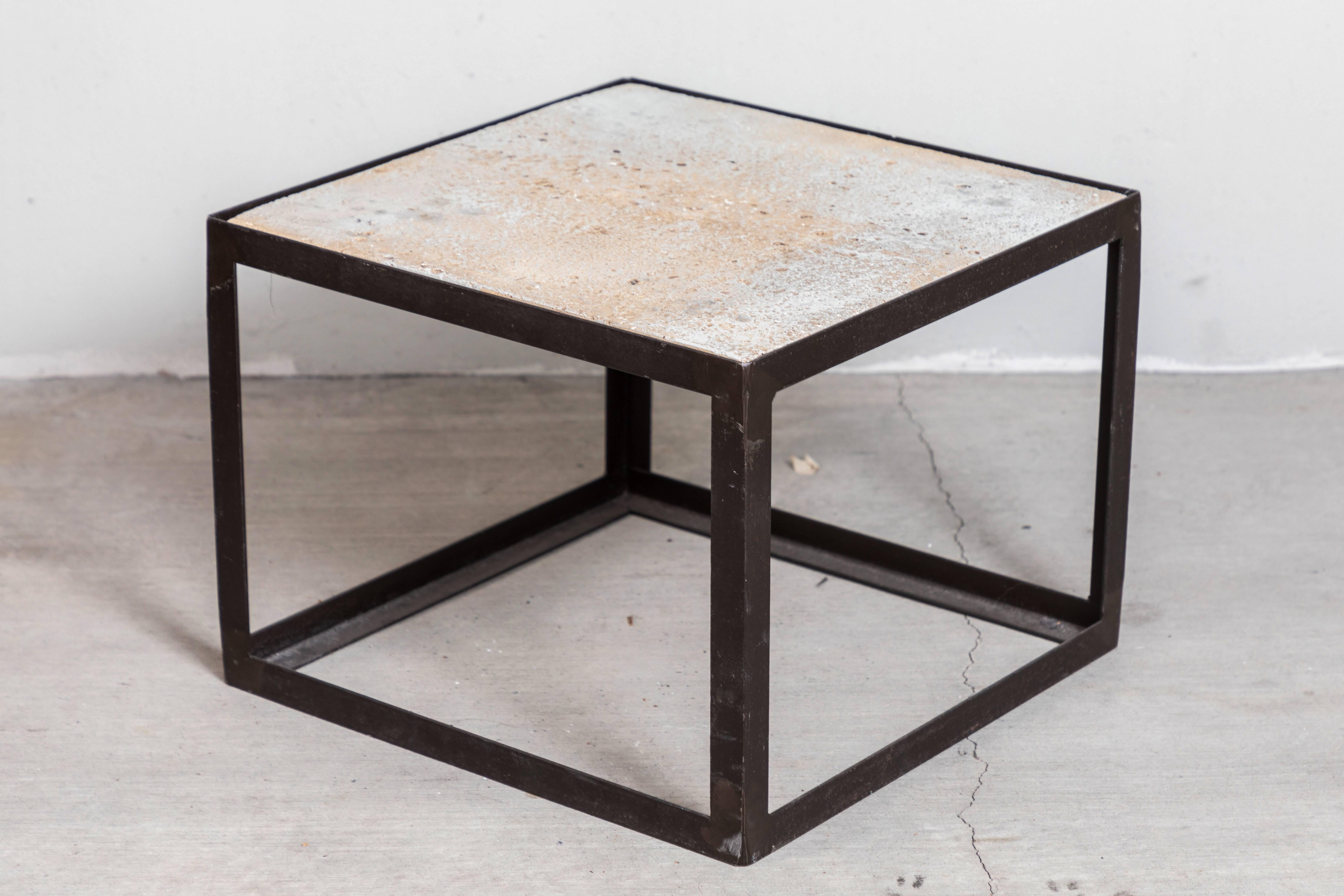 Set of Metal and Travertine Tables 1