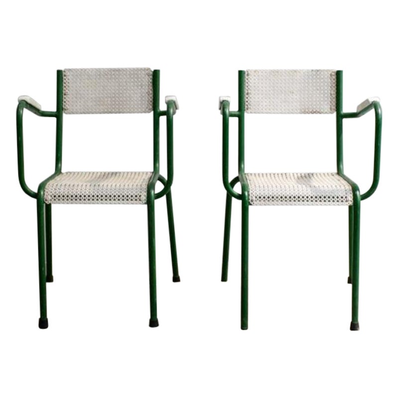 Set of Metal Garden Armchairs, 1960s For Sale