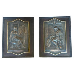 Set di placche greche in rilievo in metallo datate 1869
