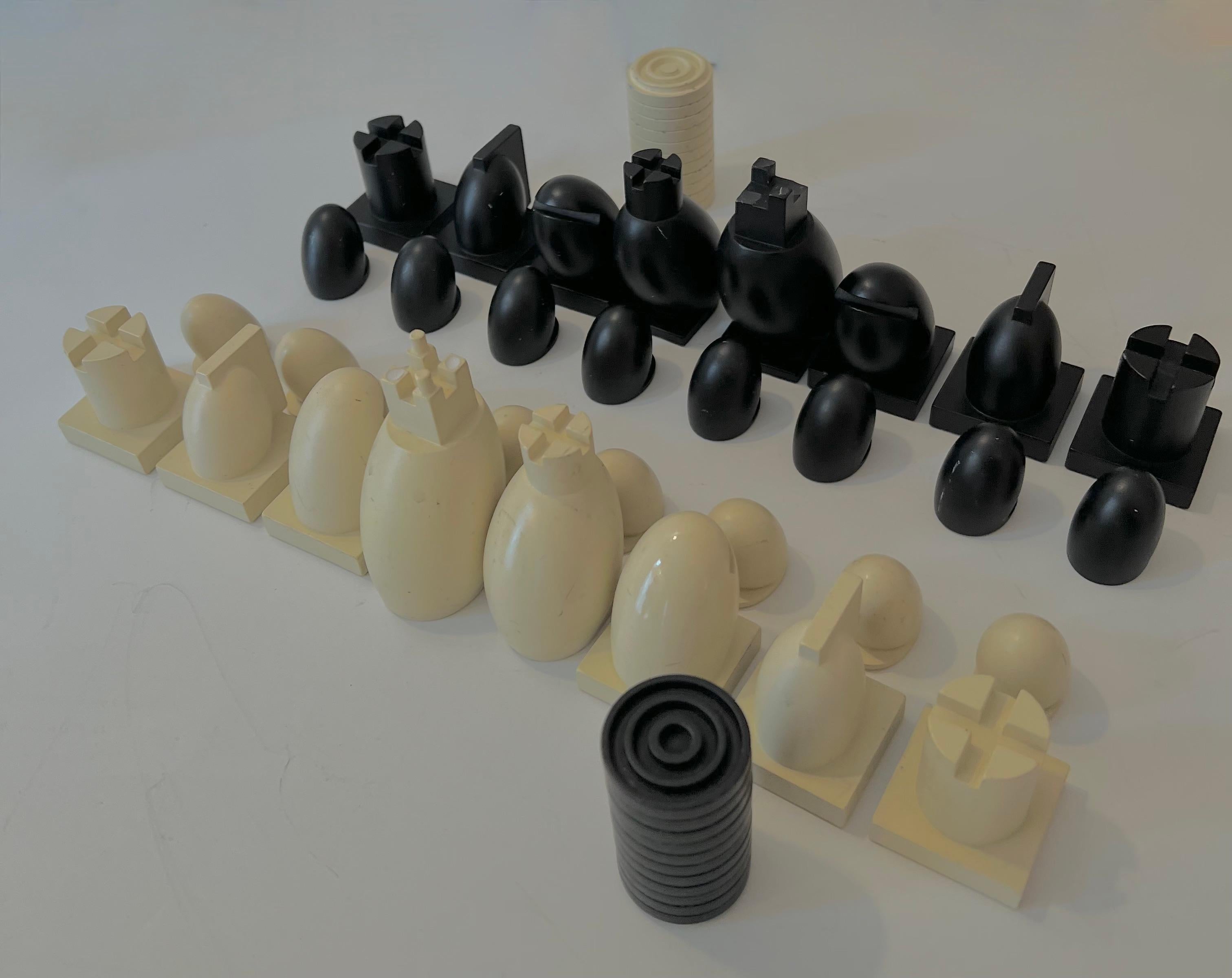 Modern Set of Michael Graves Chess and Checker Pieces For Sale