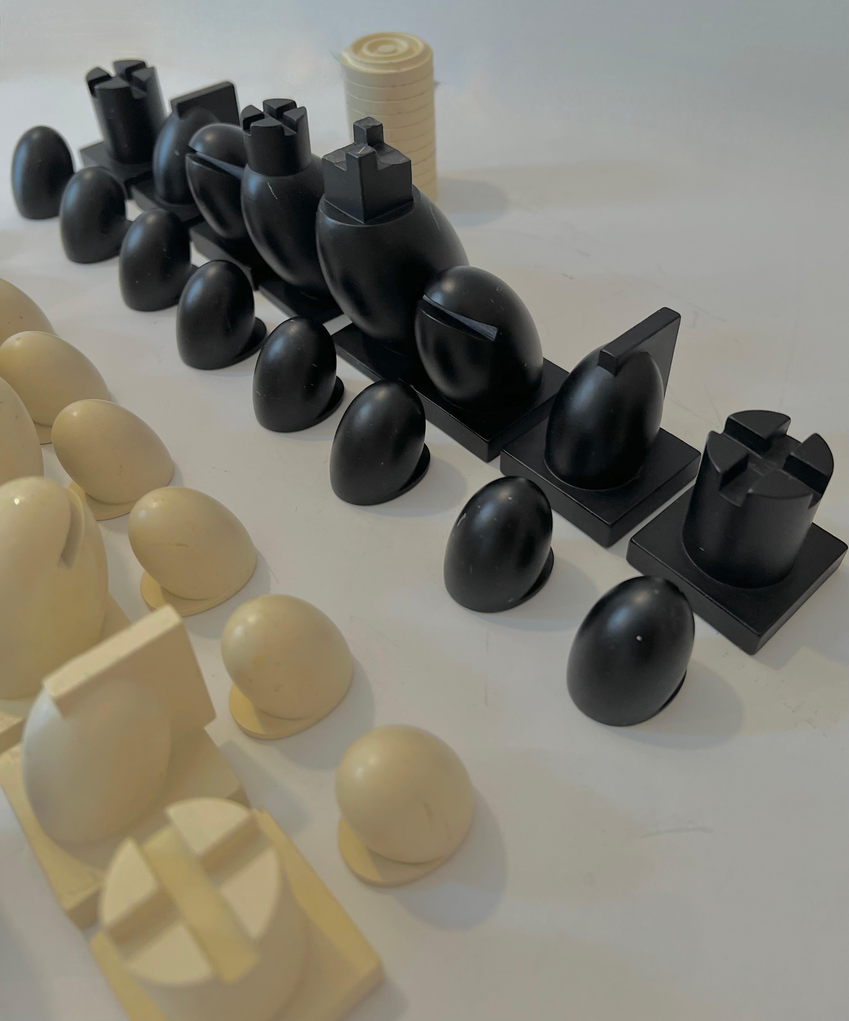 Patinated Set of Michael Graves Chess and Checker Pieces