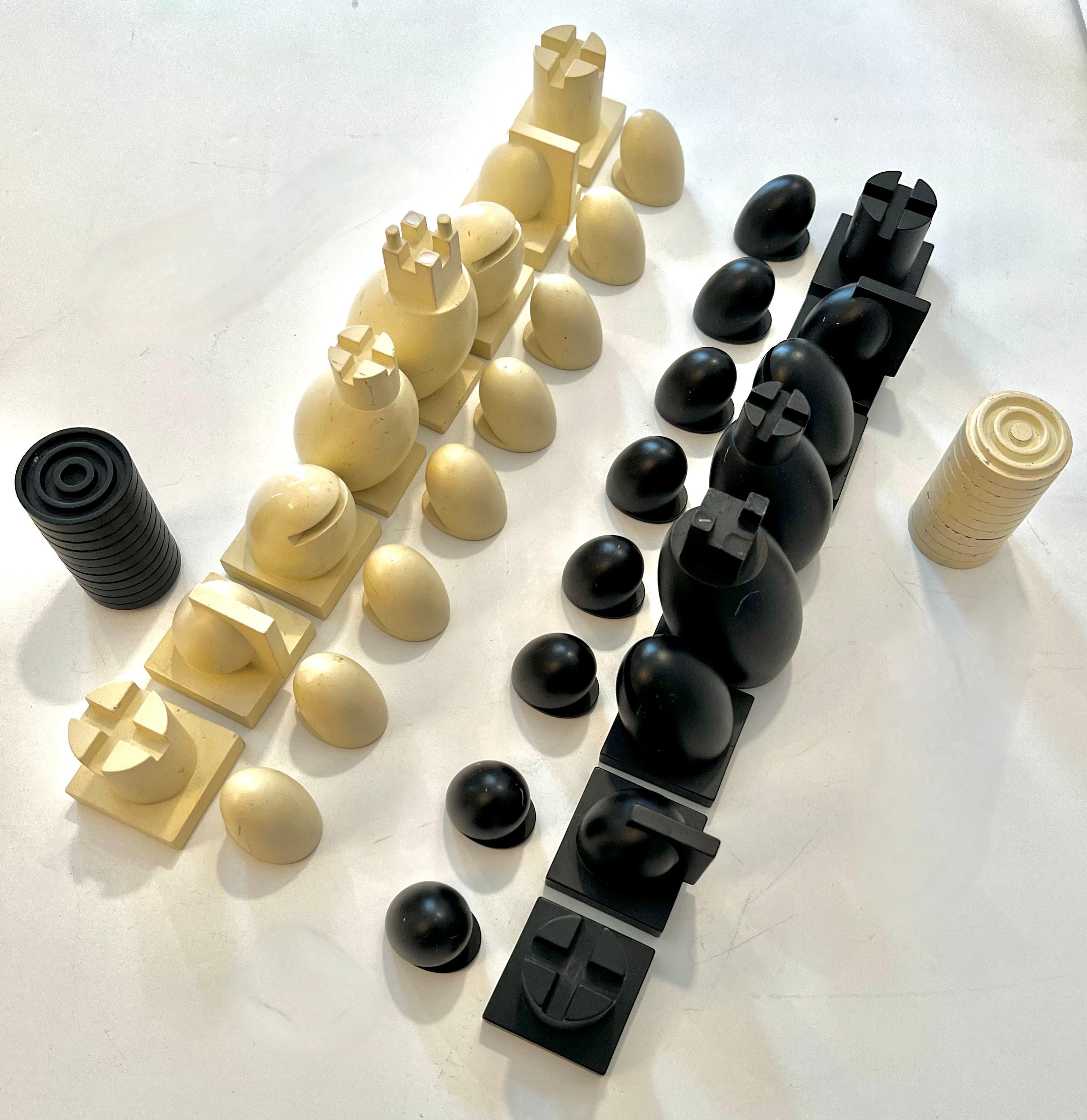 Contemporary Set of Michael Graves Chess and Checker Pieces For Sale