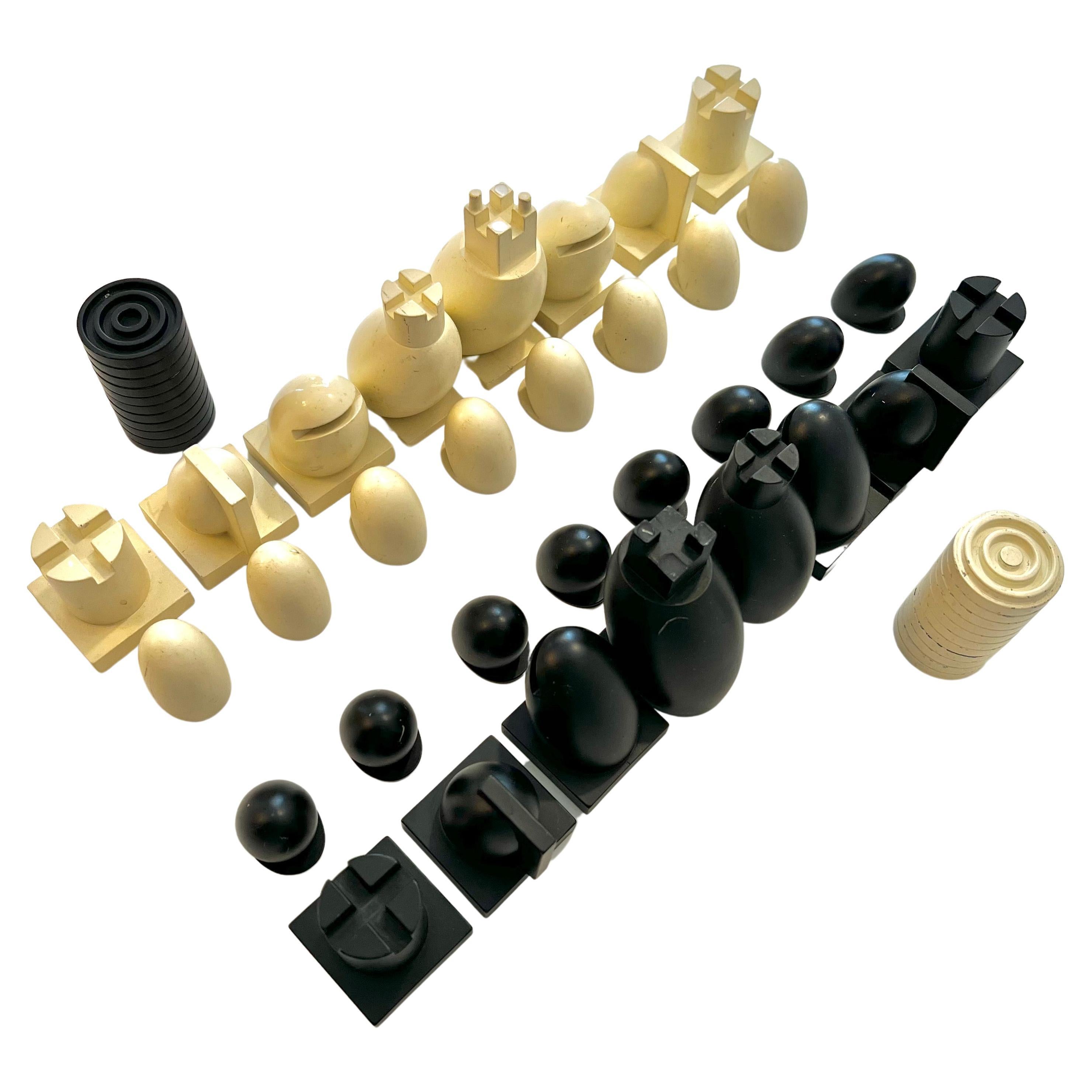 Set of Michael Graves Chess and Checker Pieces