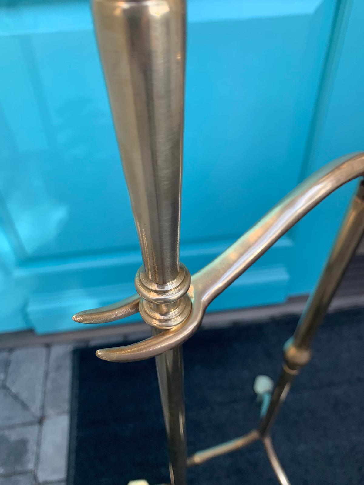 Set of Mid-20th Century Brass Fire Tools on Stand, Shovel and Poker 10