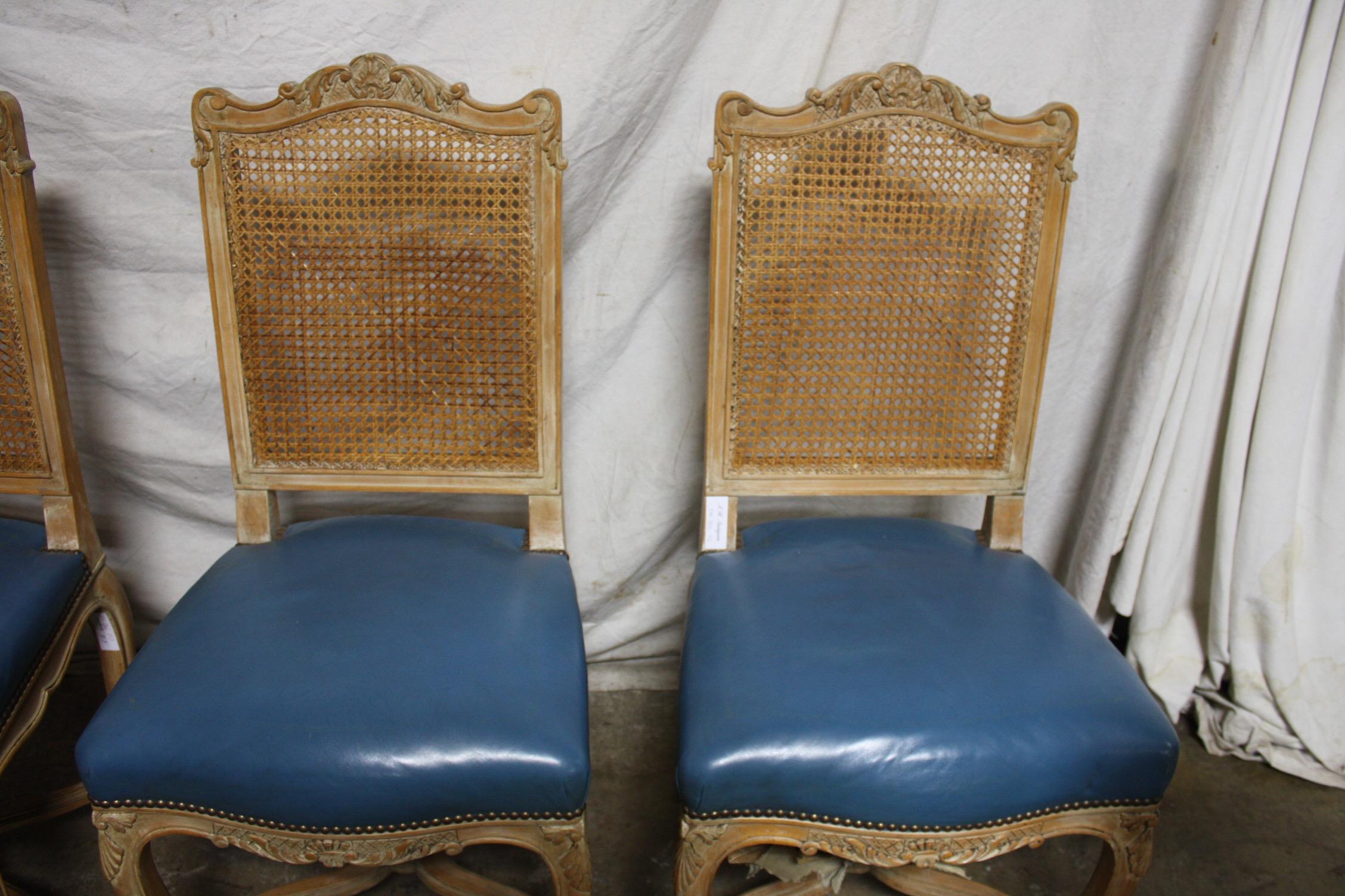 Leather Set of Mid-20th Century French Dining Chairs