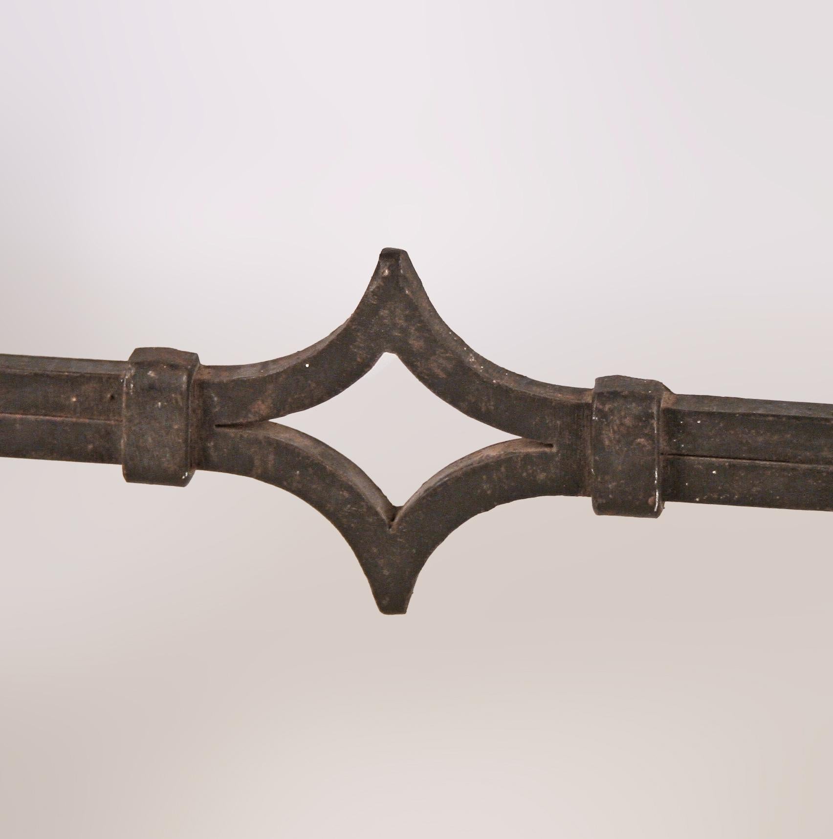Set of Mid-20th Century Modern Wrought Iron Gilted Andirons by Gilbert Poillerat For Sale 2