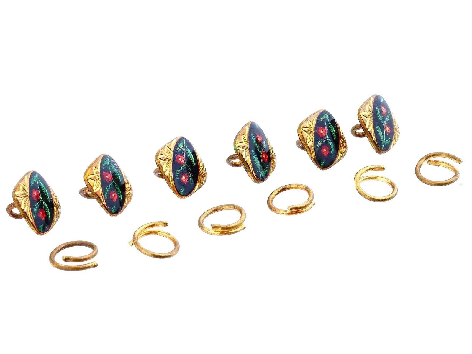 Uomo Set di gemelli da polso con smalto e placcatura in oro della metà del secolo scorso in vendita