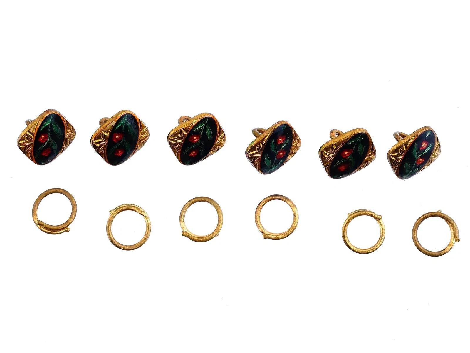 Set di gemelli da polso con smalto e placcatura in oro della metà del secolo scorso in vendita 1