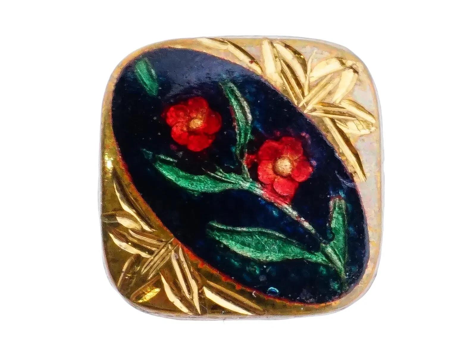 Set di gemelli da polso con smalto e placcatura in oro della metà del secolo scorso in vendita 3