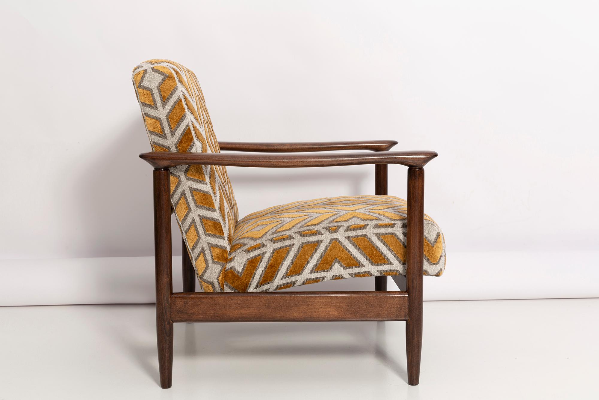 Polish Set of Mid Century Armchair and Stool, by Edmund Homa, Europe, 1960s For Sale