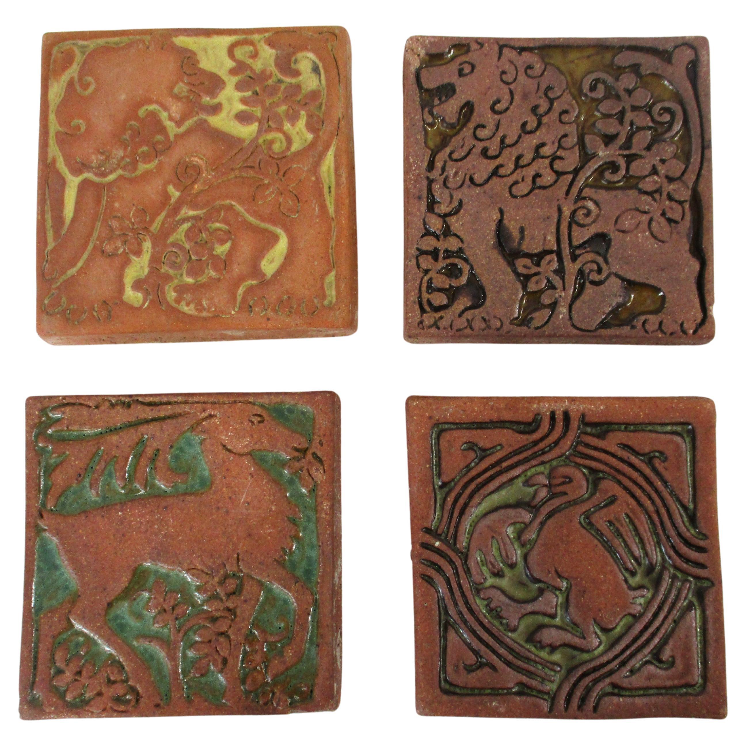 Juego de azulejos de animales de Mid Century Batchelder California Pottery   