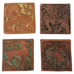 Antique Set of Mid Century Batchelder California Pottery Animal Tiles   