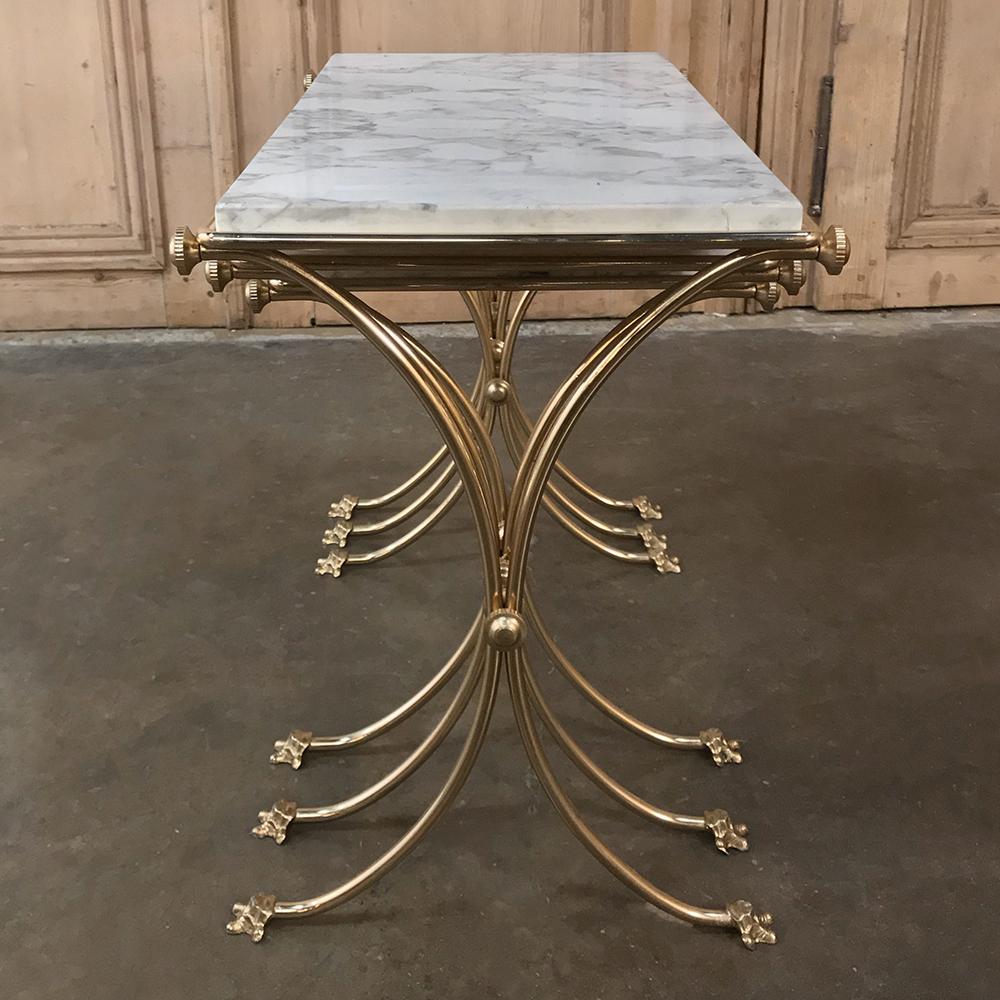Set of Midcentury Brass and Marble Nesting Tables 4