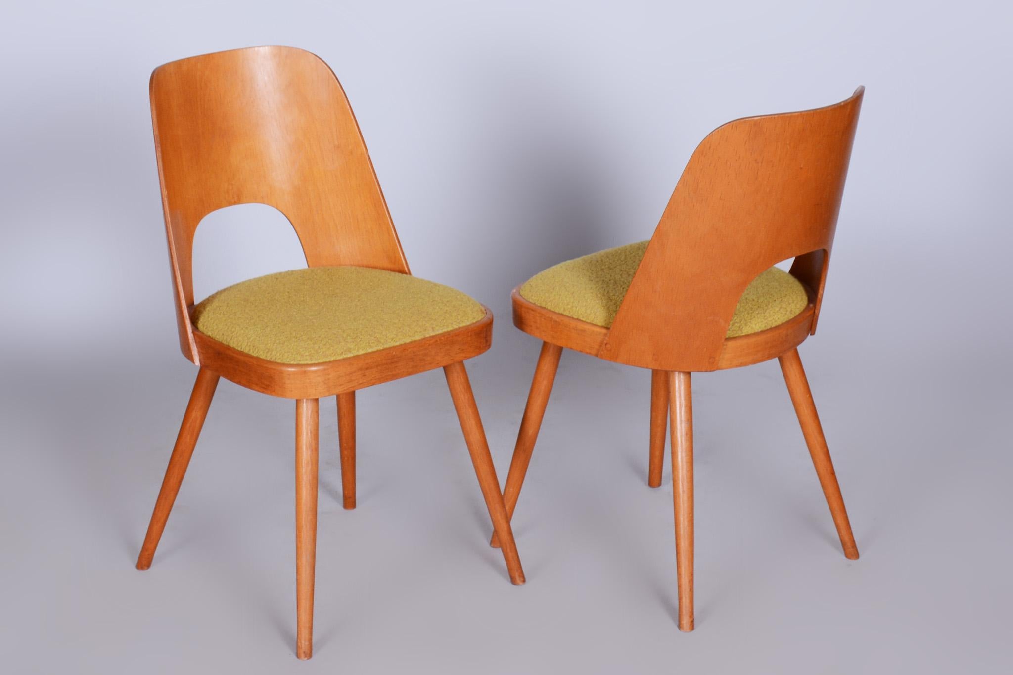 Set of Mid-Century Brown and Yellow Beech Chairs, Oswald Haerdtl, 1950s, Czechia For Sale 3