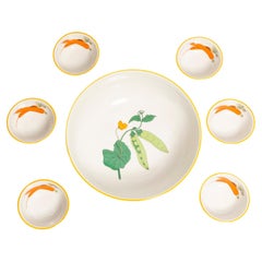 Set of Midcentury Carrot Decorative Porcelain Salad Bowls, Italy, 1970s