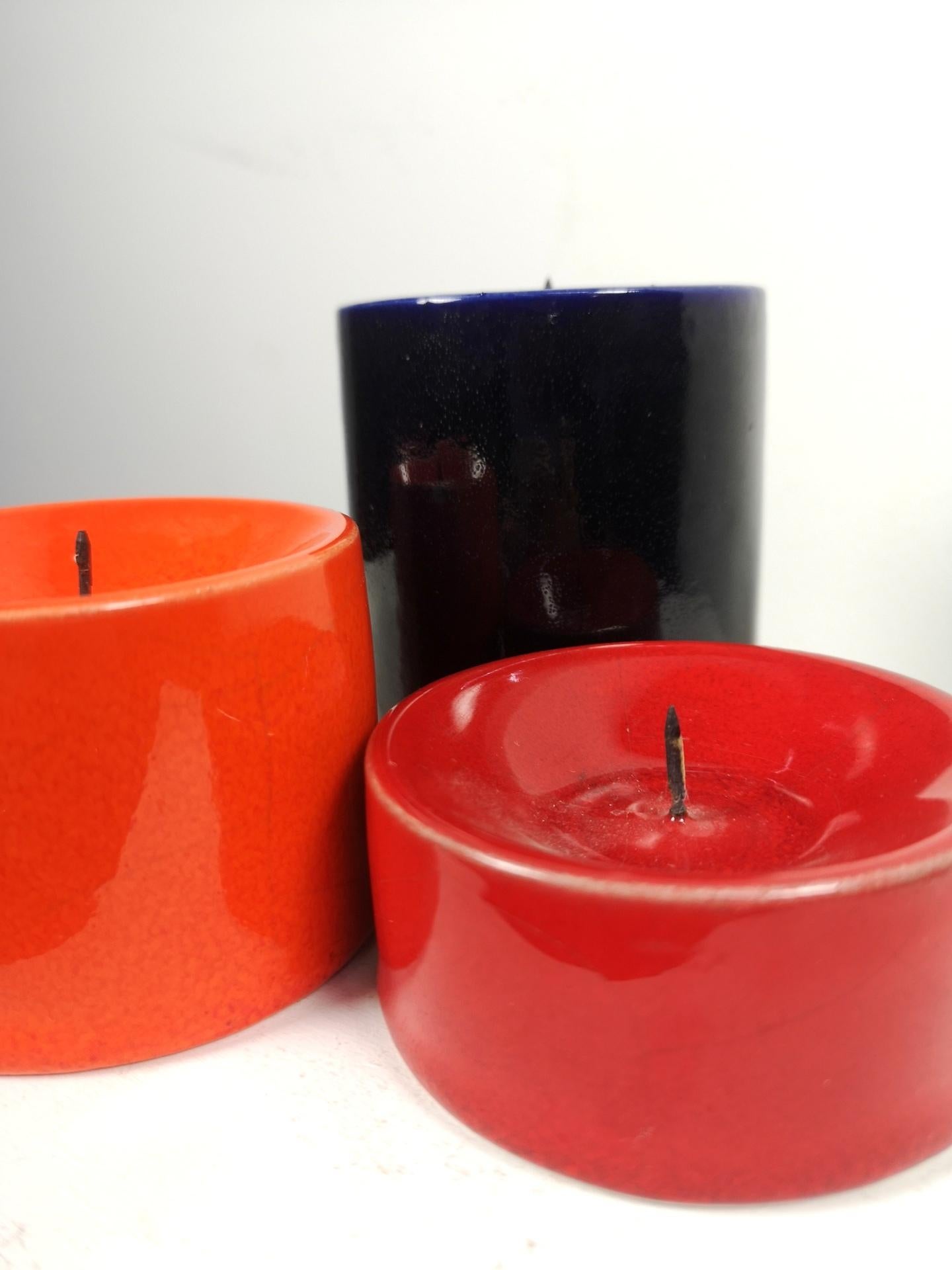 Set of Mid Century Ceramic Candleholders, Signed, 1970s In Good Condition In Budapest, HU