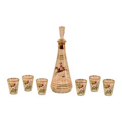 Set di bicchieri e set di cordiali di metà secolo in scatola originale