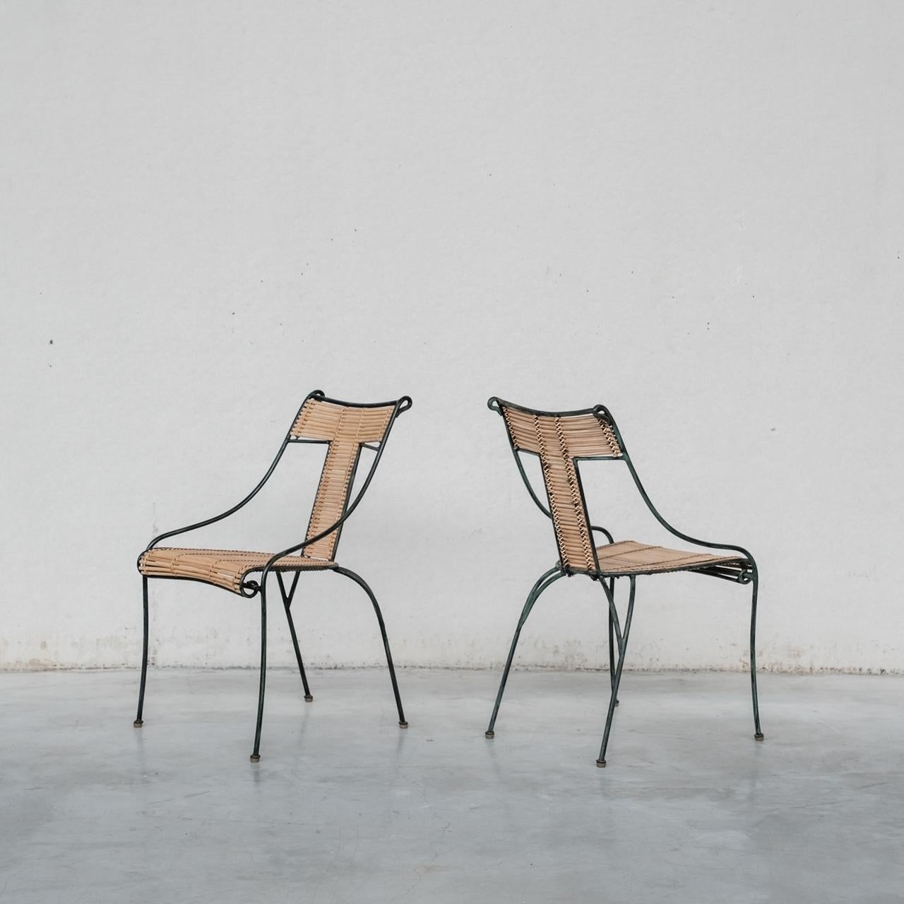 Dänische Esszimmerstühle aus Eisen und Bambus aus der Mitte des Jahrhunderts (8) im Angebot 7