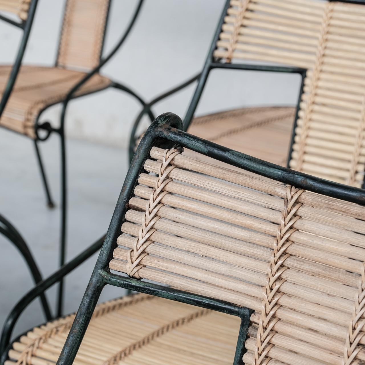 Dänische Esszimmerstühle aus Eisen und Bambus aus der Mitte des Jahrhunderts (8) im Angebot 9