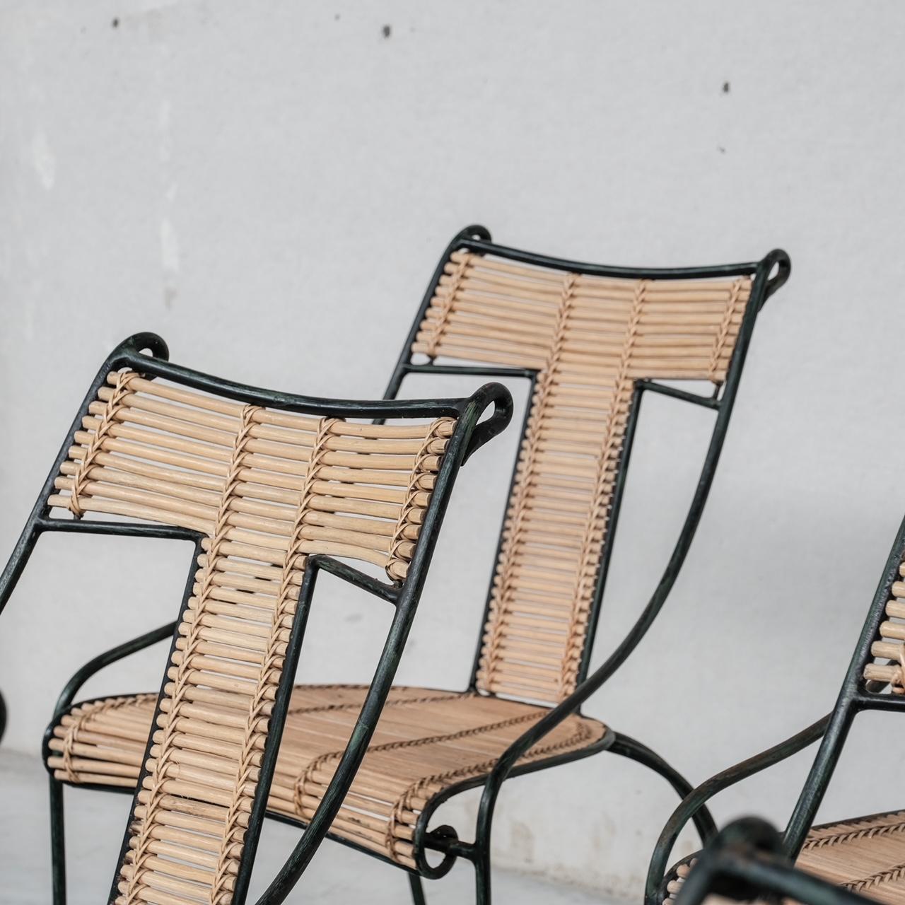 Dänische Esszimmerstühle aus Eisen und Bambus aus der Mitte des Jahrhunderts (8) im Angebot 10