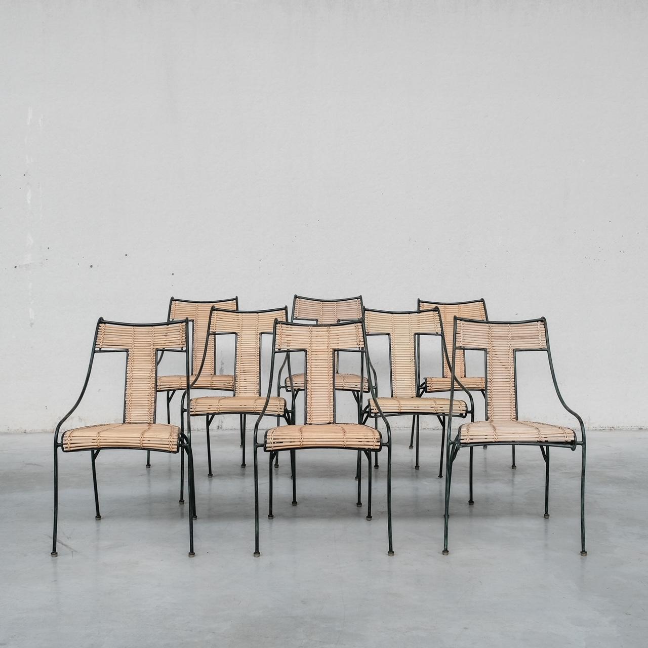Ensemble de chaises de salle à manger danoises du milieu du siècle en fer et bambou (8) en vente 9