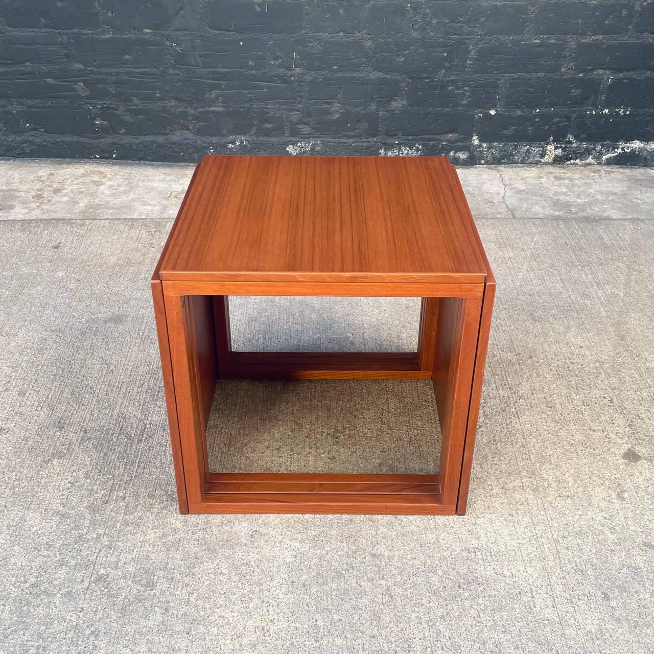 Set of Mid-Century Danish Modern Teak Cube Nesting Tables by Kai Kristiansen In Good Condition For Sale In Los Angeles, CA
