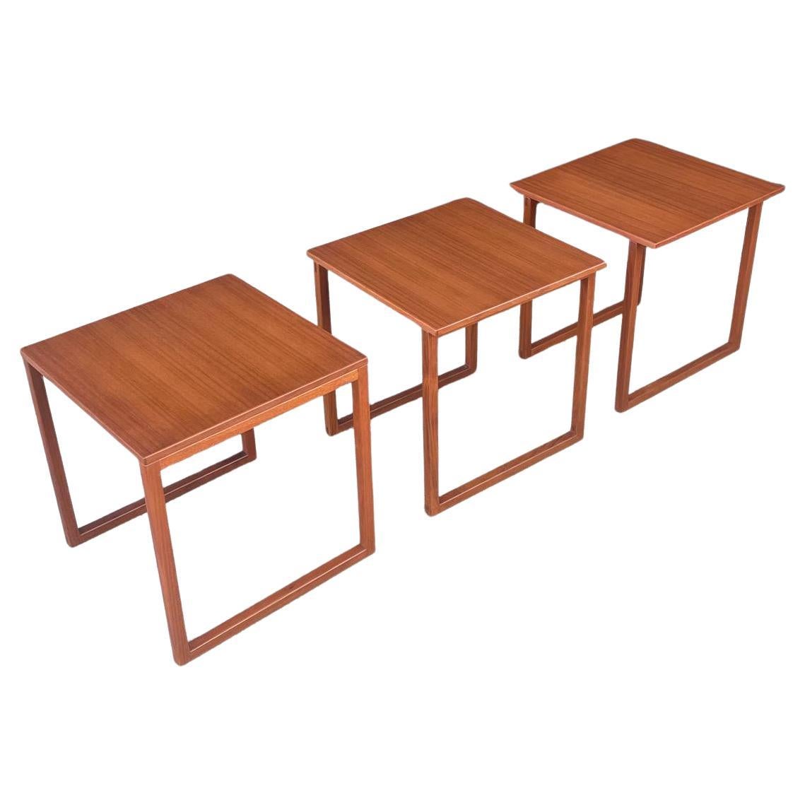 Set of Mid-Century Danish Modern Teak Cube Nesting Tables by Kai Kristiansen For Sale