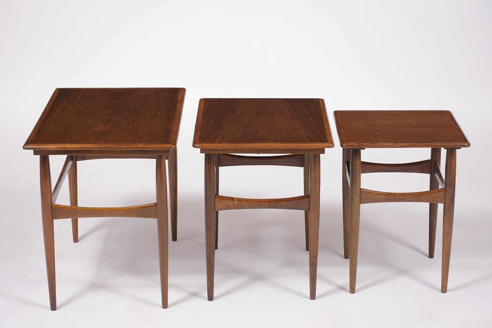 Carved Mid-Century Danish Teak Nesting Tables