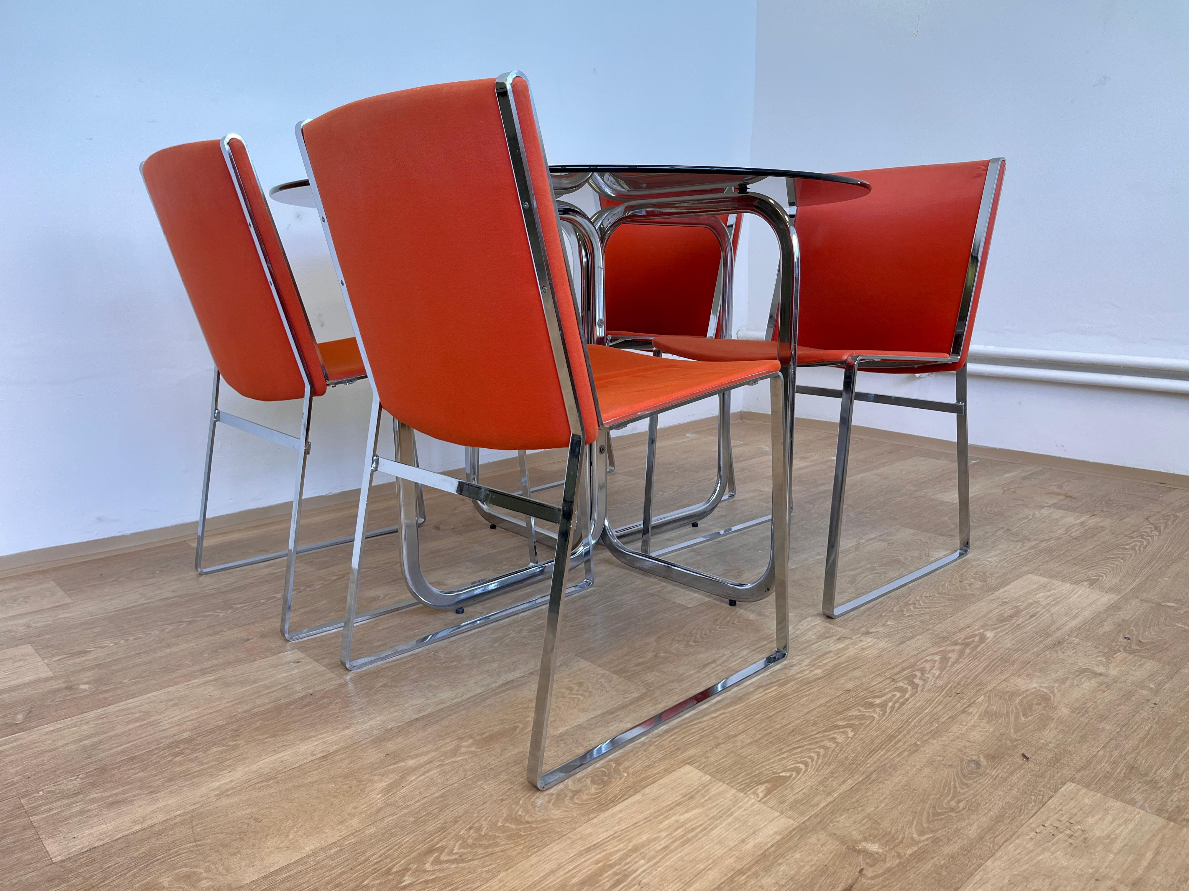 Ensemble de chaises et table de salle à manger chromées design du milieu du siècle 1970 en vente 7