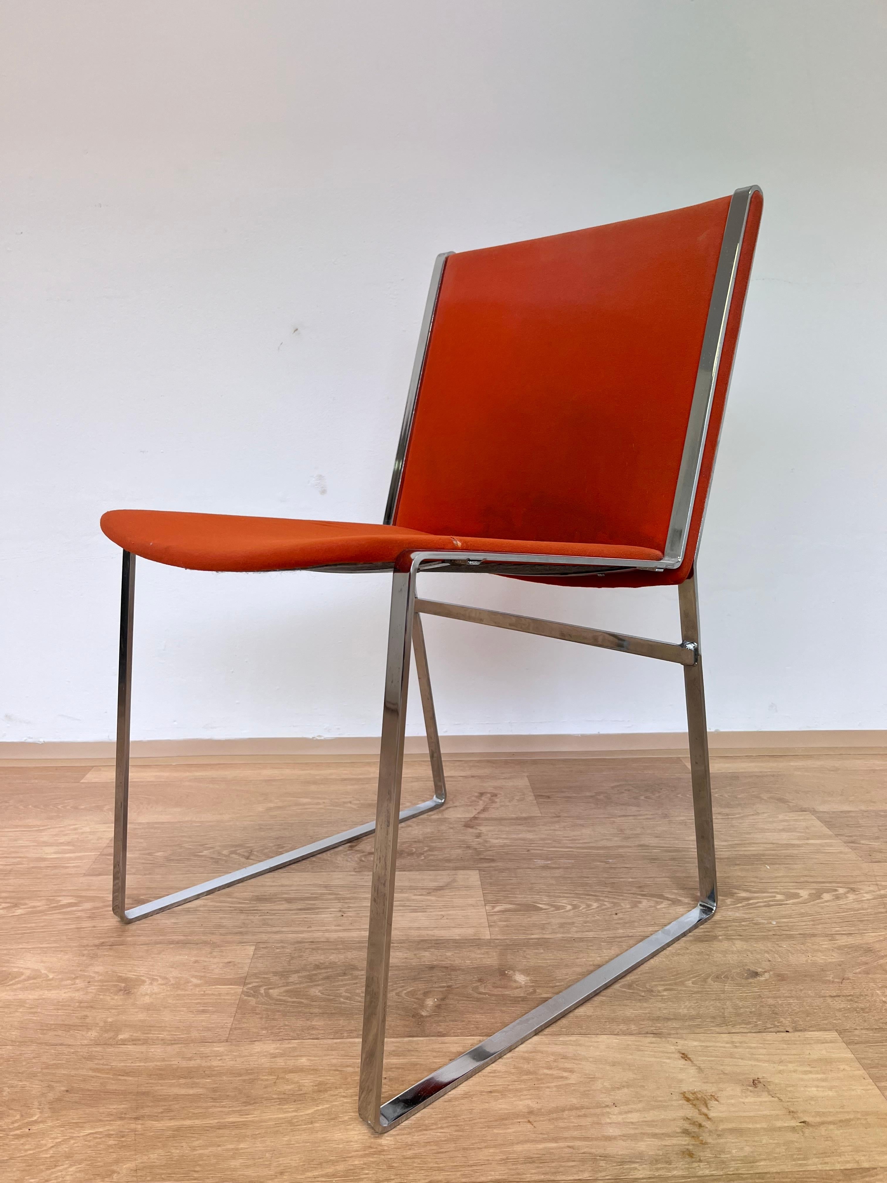 Fin du 20e siècle Ensemble de chaises et table de salle à manger chromées design du milieu du siècle 1970 en vente