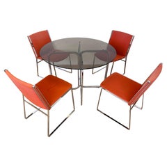 Set of Mid century Design Chrome Dining Chairs and Table 1970s