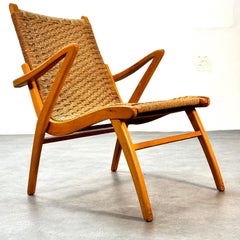 Set of Mid-Century Dutch rope woven armchairs, 1950s