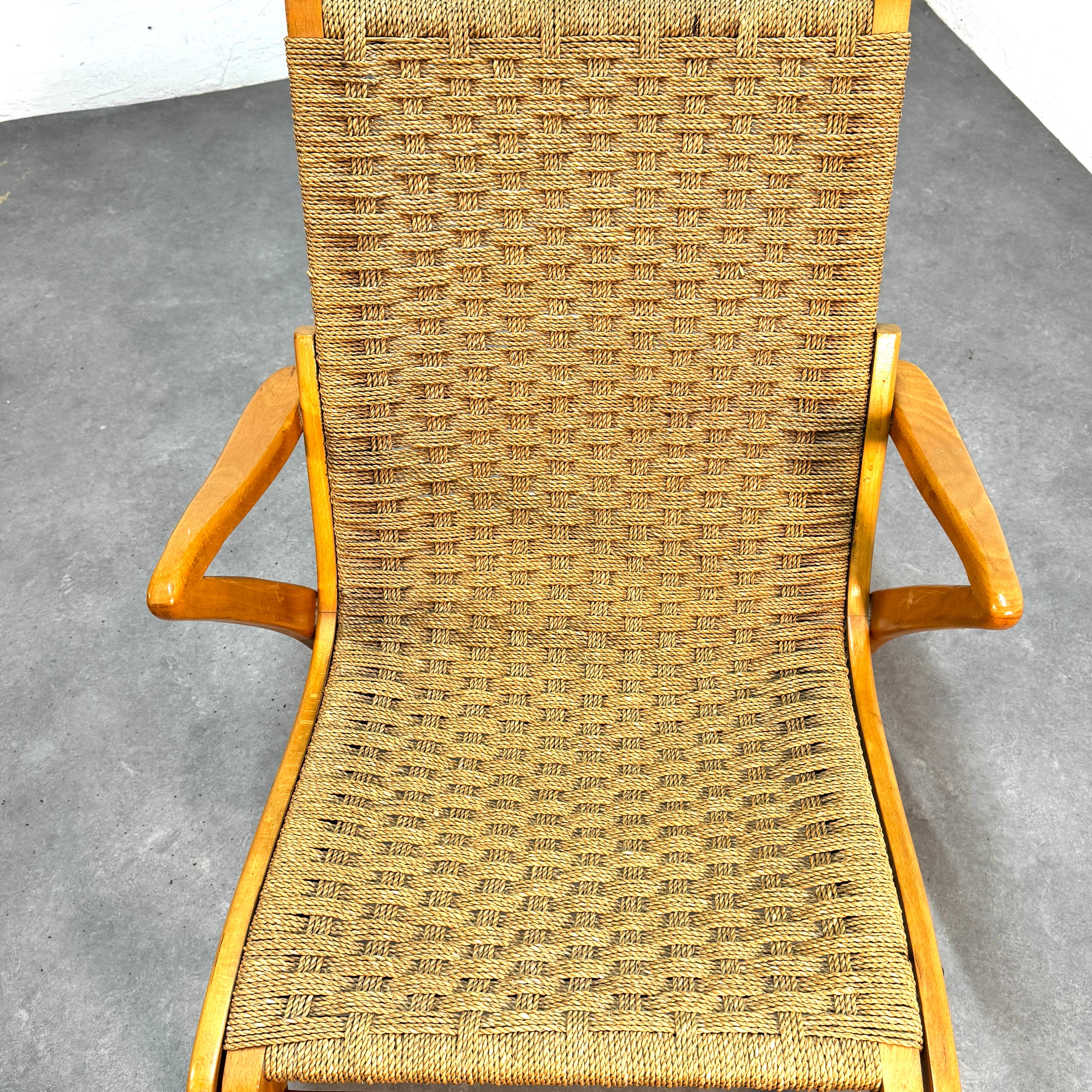 Tissé à la main Ensemble de fauteuils hollandais en corde tressée du milieu du siècle, 1950 en vente