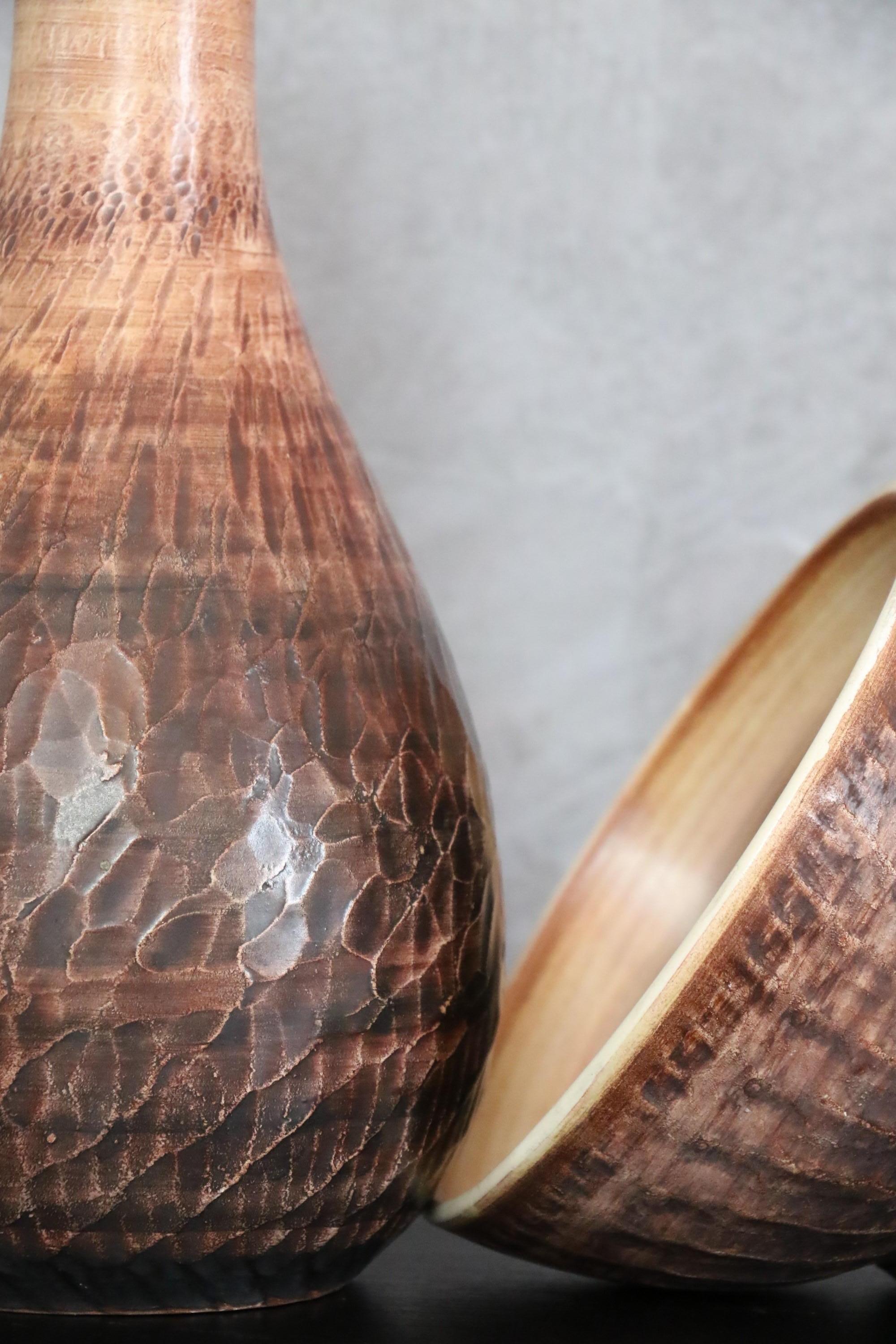 Ensemble de céramiques françaises du milieu du siècle Tapis Vert Studio, Vase Bol Vallauris, 1950s en vente 6