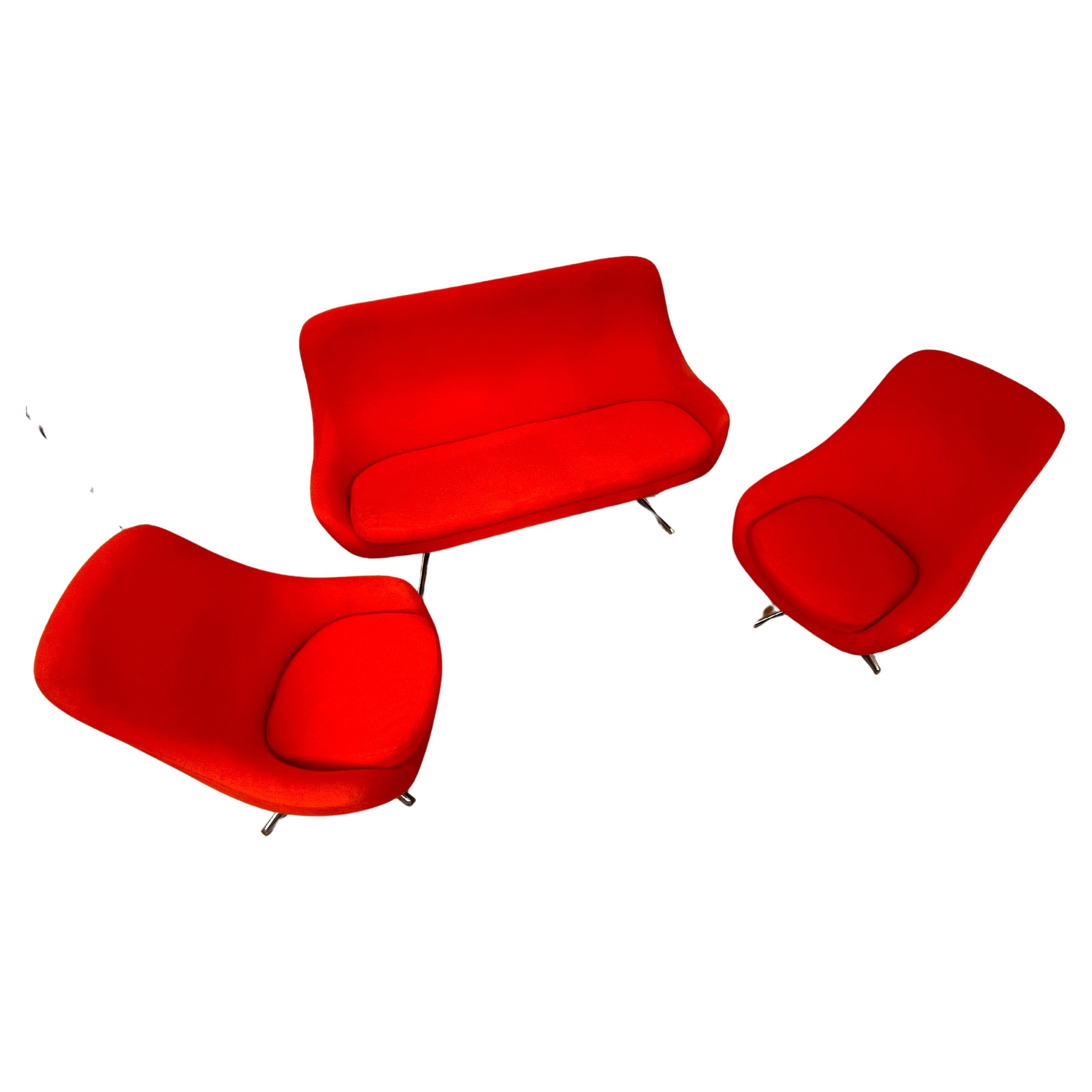 Set of mid century french style SPACE AGE cocktail sofa and chairs - 1970s For Sale