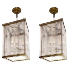 Set of Mid-Century Glass Rods Lanterns, Sold Individually