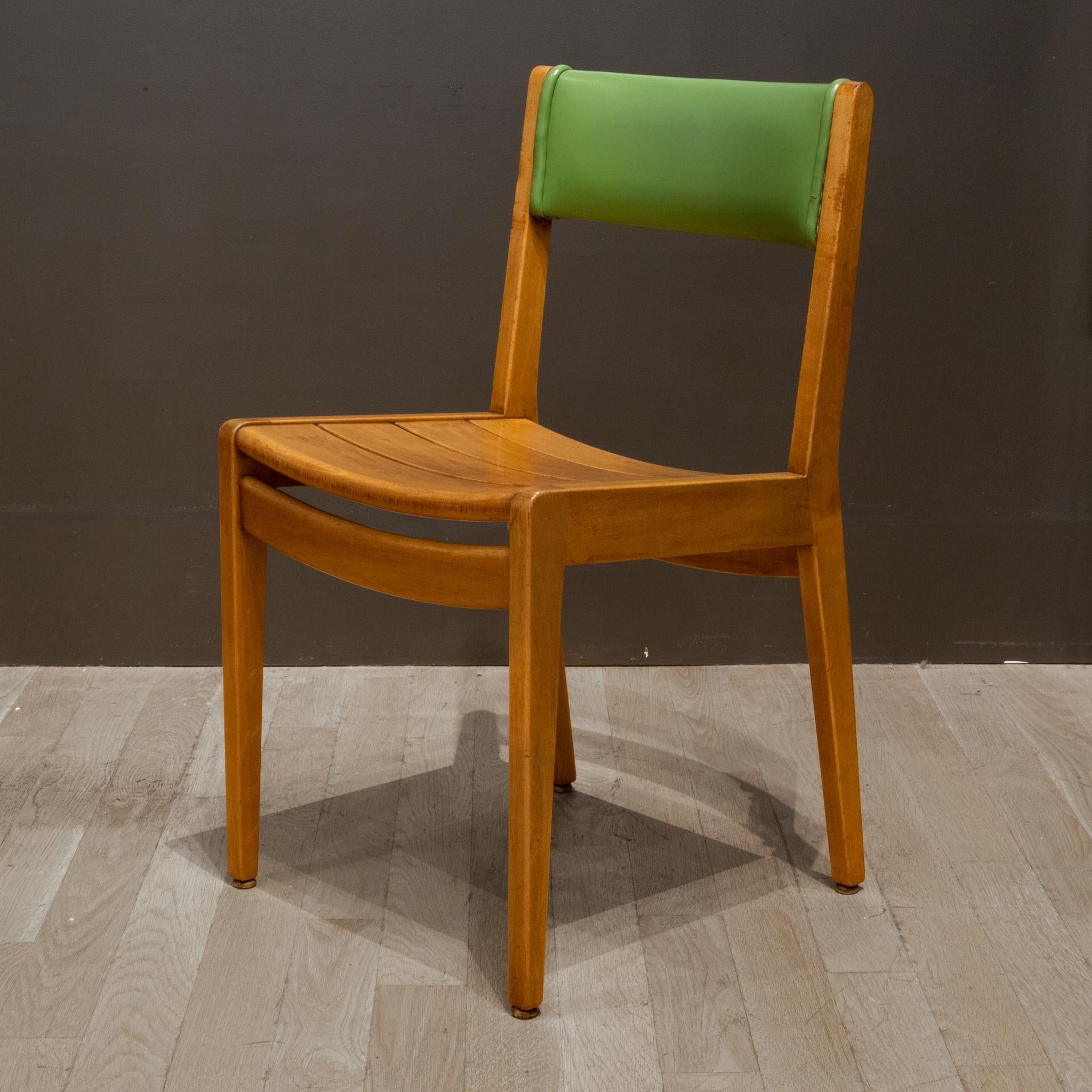 MCM Gunlocke Oak and Vinyl Library Chairs, c.1960-2 Green Available In Good Condition In San Francisco, CA