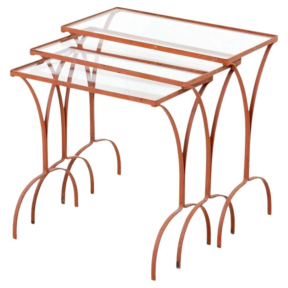 Set Of Mid Century Iron Nesting Tables